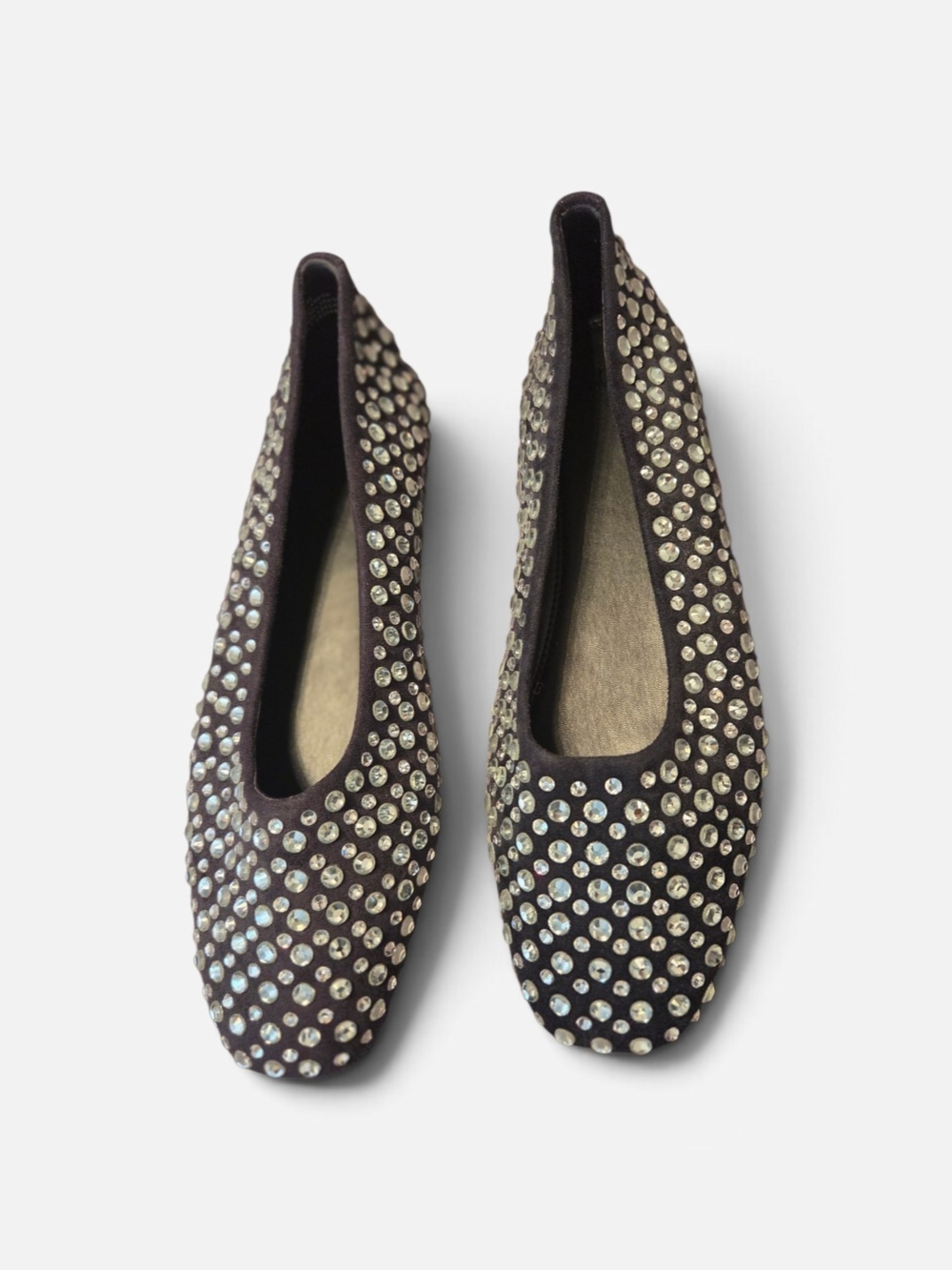 NWT H&M Black Crystal-Studded Ballet Flats Size 10/41